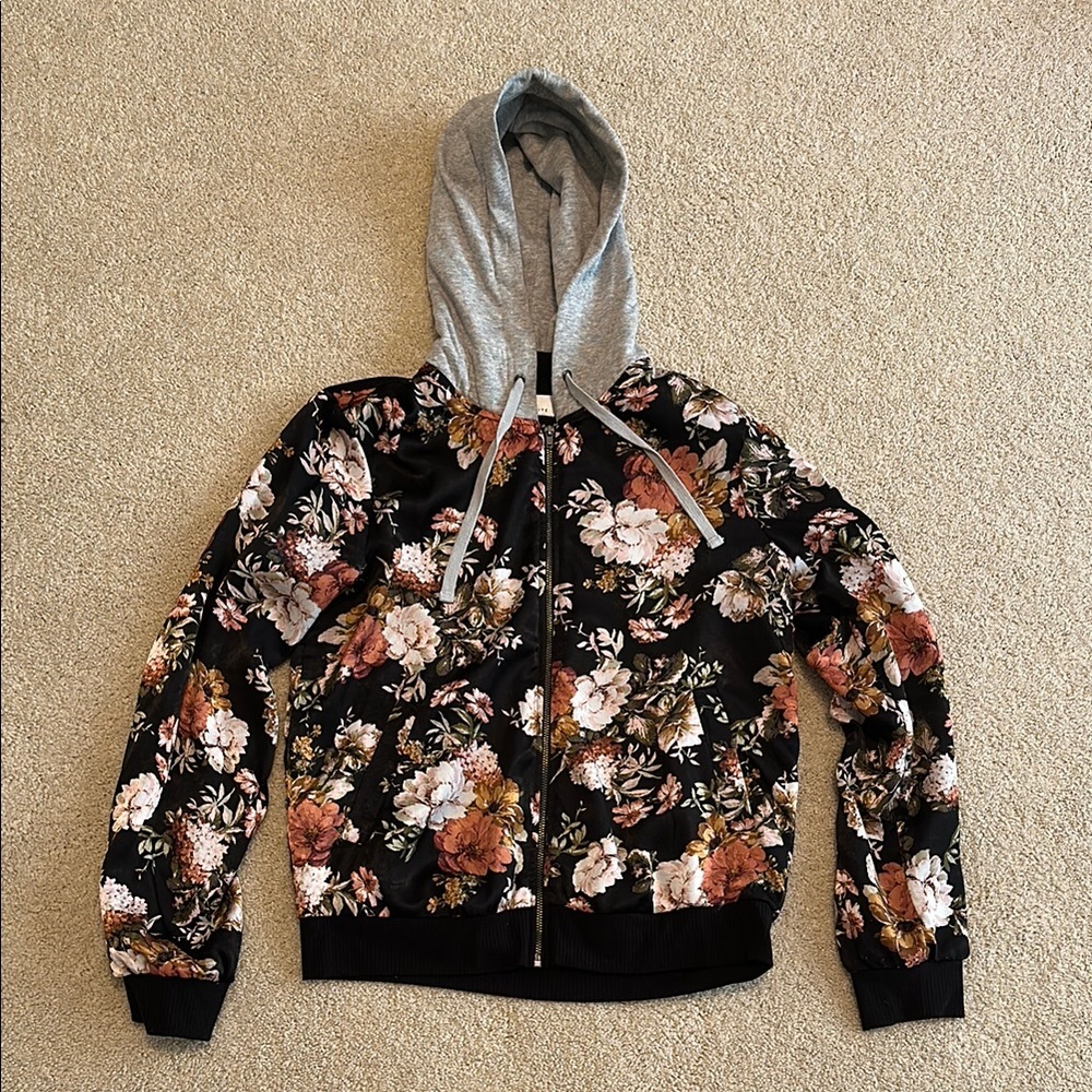 Socialite Floral Hoodie with Gray Accents
